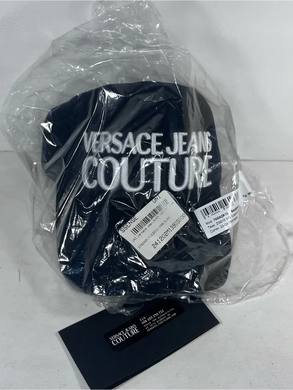 VERSACE JEANS COUTURE Black Adjustable Baseball Cap Hat Men’s OS One Size NWT